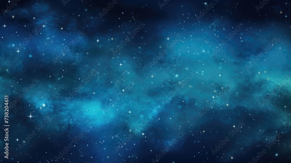 The background of the starry sky is in Cyan color.