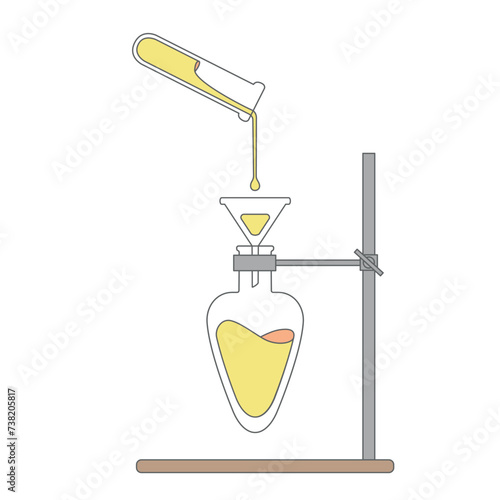 Vector elements. A chemical experiment. Medical research. Mixing of substances. Scientific laboratory experience with chemical reagents.