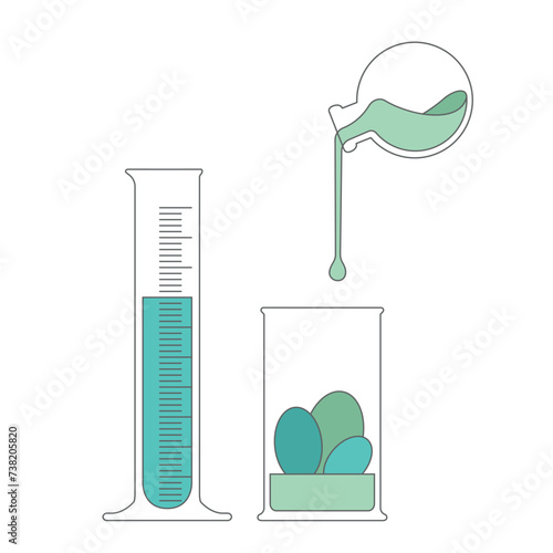 Vector elements. A chemical experiment. Medical research. Mixing of substances. Scientific laboratory experience with chemical reagents.