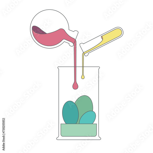 Vector elements. A chemical experiment. Medical research. Mixing of substances. Scientific laboratory experience with chemical reagents.
