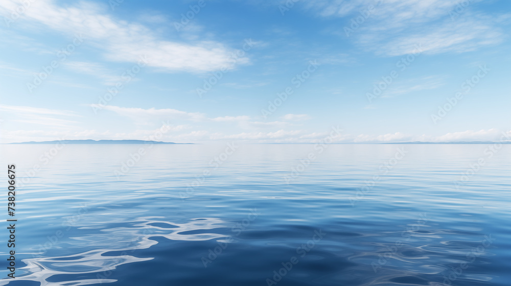 Obraz premium Calm serene water surface, reflecting the sky above