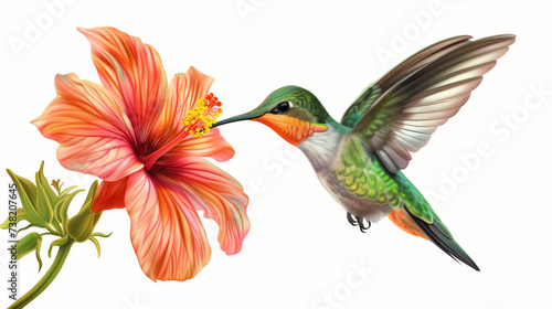 Hummingbird on flower © MOONFERNO ARTS