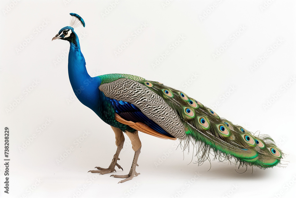 Fototapeta premium Peacock in front of white background