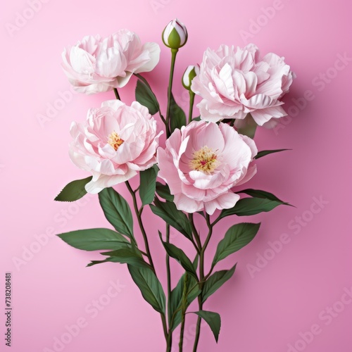 Pink peonies on a pink background