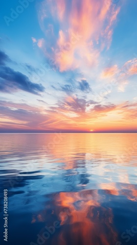A vivid sunset over a calm sea © Molostock