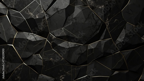 Black marble with veins, Marbel texture with high resolution, The luxury of polished limestone background. Marble with Polygon Design 3D Wallpaper photo