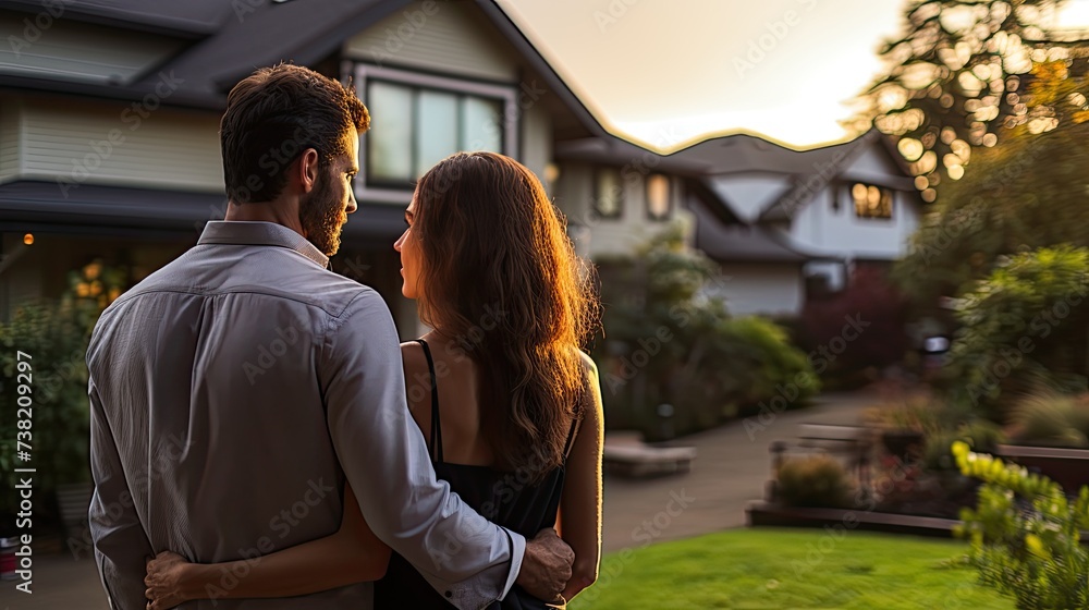Fototapeta premium couple looking at new house