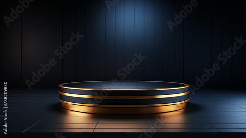 Luxury Product Showcase with Dark Blue and Golden Color.