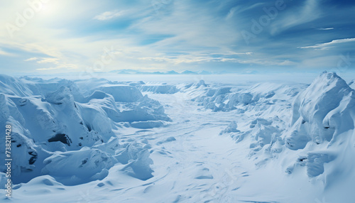 Majestic mountain peak, frozen landscape, tranquil scene, extreme terrain generated by AI © djvstock