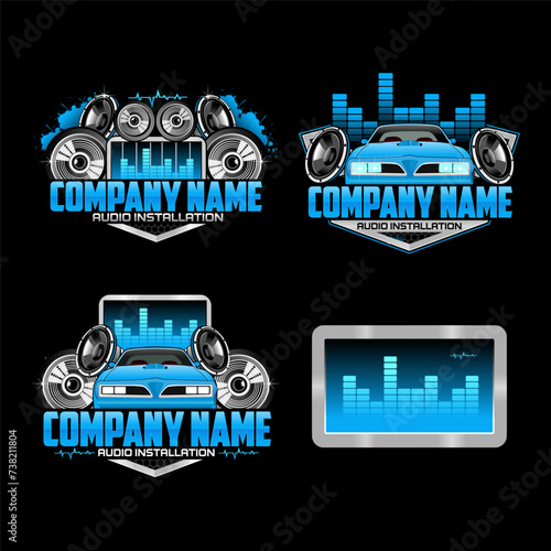 Collection of Audio Car Logo Template on black background