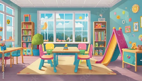 children room with a table
