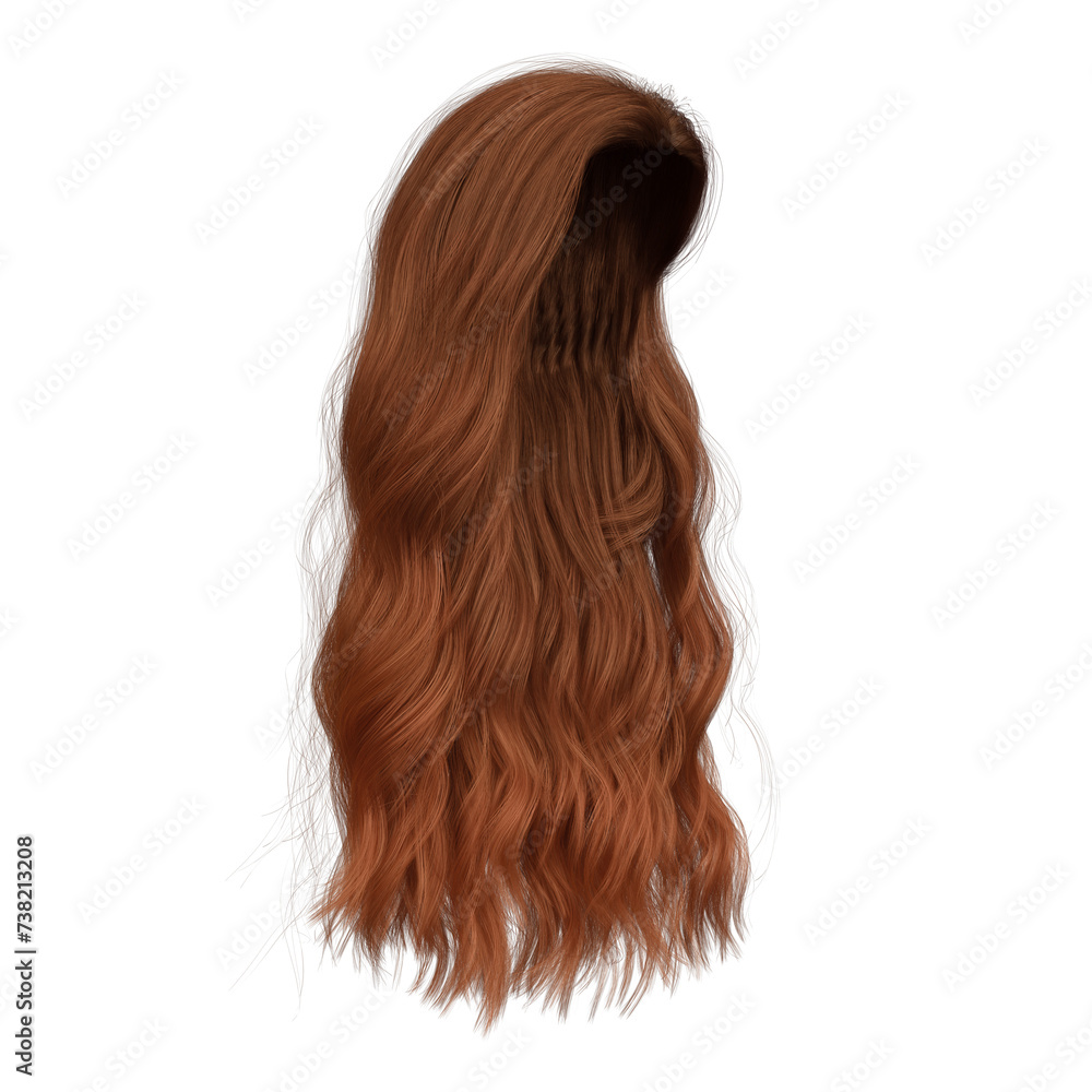 3d render wavy long red copper hair isolated 3d render wavy long red copper hair isolated
