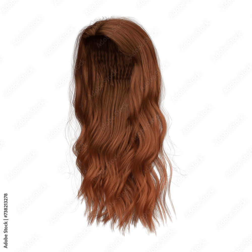 3d render wavy long red copper hair isolated 3d render wavy long red copper hair isolated