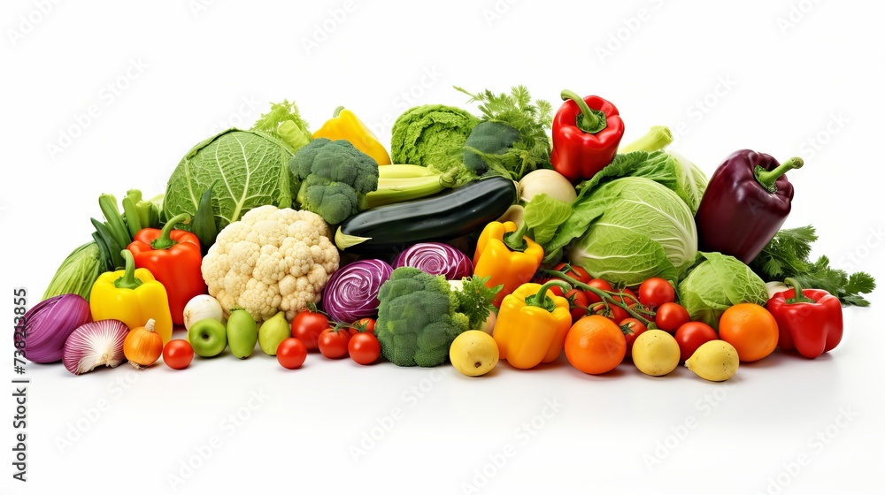 Collection fruits and vegetables isolated on a white background Collection fruits and vegetables isolated on a white background