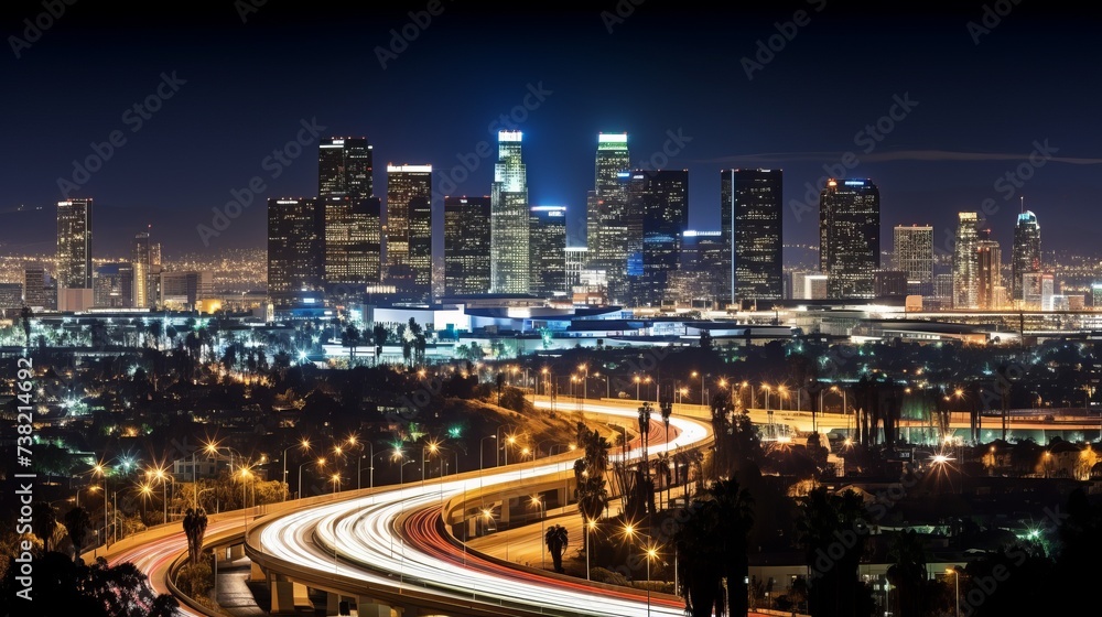 Night view of the Los Angeles skyline