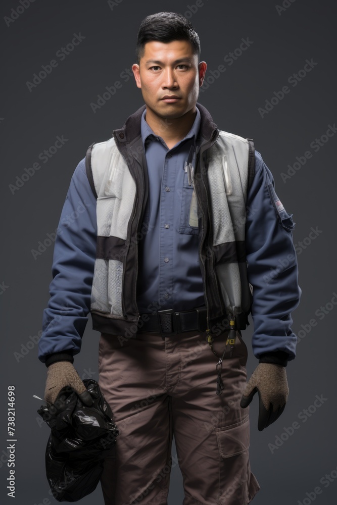 Portrait of a sanitation worker in uniform Portrait of a sanitation worker in uniform