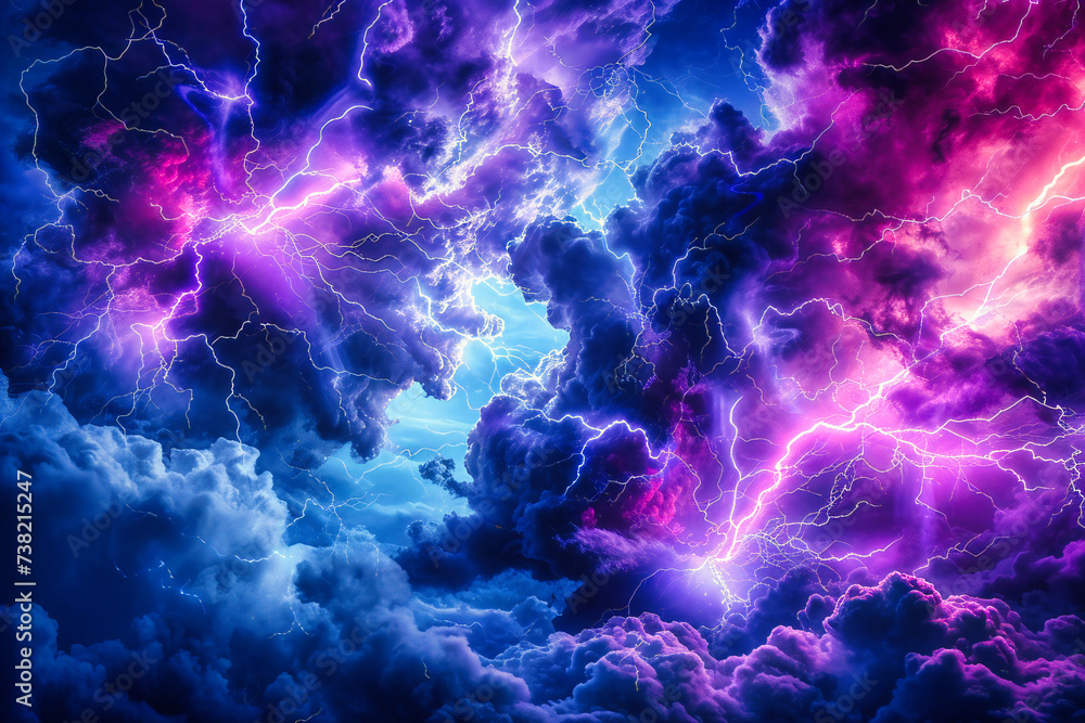 Fototapeta premium Dramatic Thunderstorm Sky, Capturing the Intense Energy and Power of Natures Fury