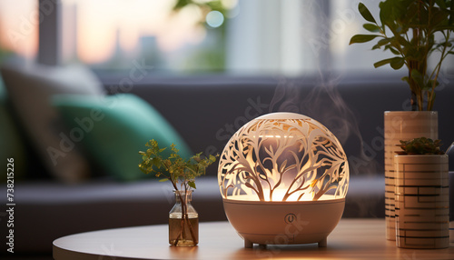 Modern home interior with elegant design, bright lighting, and green plants generated by AI