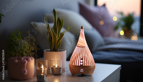 Comfortable, modern living room with elegant decoration and cozy lighting generated by AI