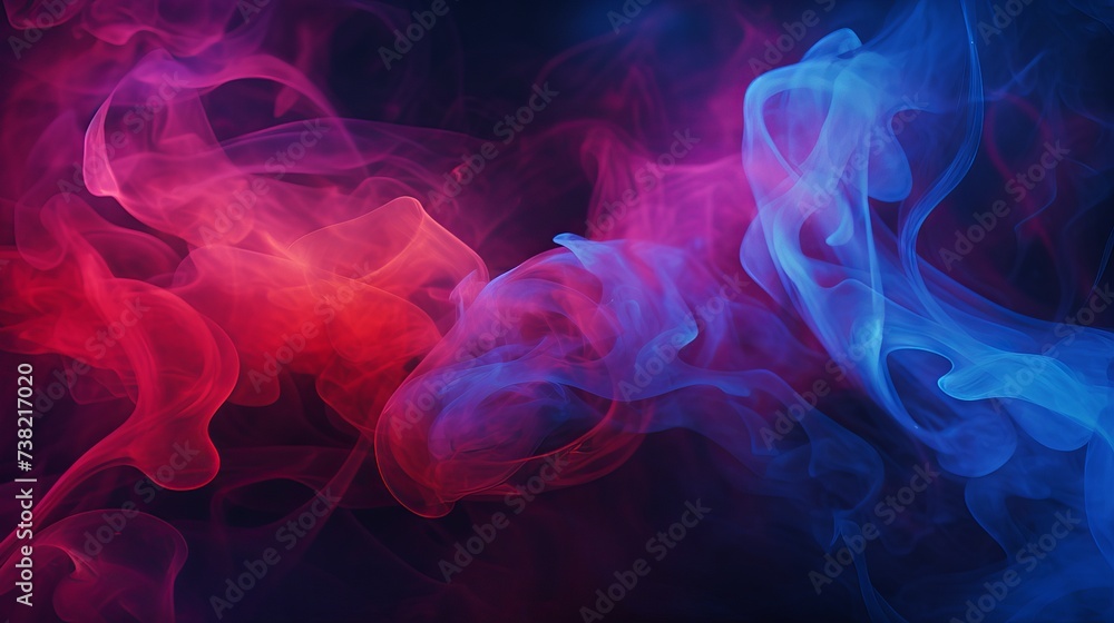 Dramatic smoke and fog in contrasting vivid red, blue, and purple colors. Vivid and intense abstract background or wallpaper Dramatic smoke and fog in contrasting vivid red, blue, and purple colors. Vivid and intense abstract background or wallpaper
