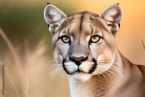 Close Up of a Mountain Lion With a Blurry Background