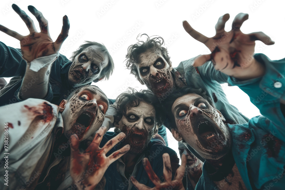 Group of Zombies Raising Their Hands in the Air