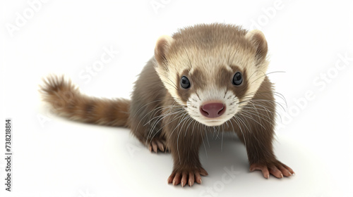 Adorable 3D ferret rendered with exquisite detail on a clean white backdrop. Perfect for adding charm and playfulness to any design project.