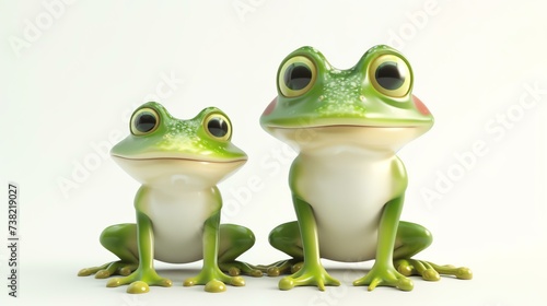 A charming 3D rendering of a cute frog, captured on a pristine white background. This adorable amphibian is brimming with personality and ready to add a touch of whimsy to your projects. Per