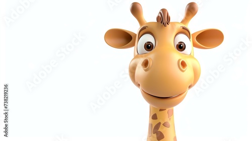 A charming 3D render of an adorable giraffe  showcasing its endearing features against a pristine white background. Perfect for adding a touch of cuteness and whimsy to any project.