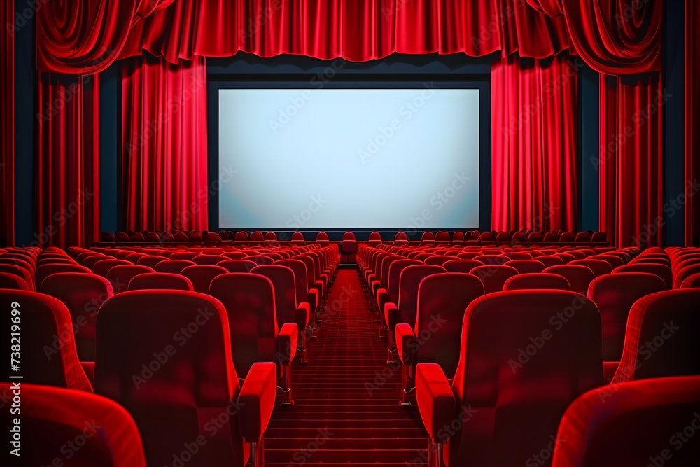 Fototapeta premium Movie theater with red seat 