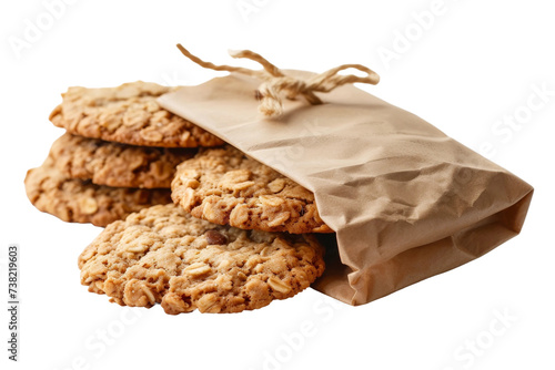 Bag of Cookies on Table. A bag of cookies is placed on top of a table, showcasing the delicious treats ready to be enjoyed.