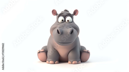 A charming 3D rendering of an adorable hippo, with a friendly smile and endearing eyes, displayed on a clean white background. Perfect for adding a touch of cuteness to any project.