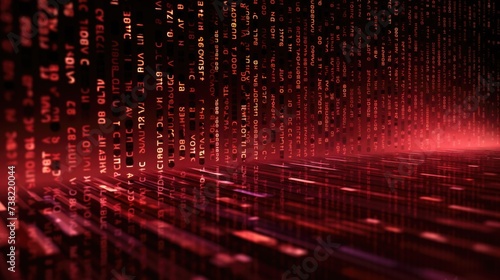 Background binary code is in garnet color