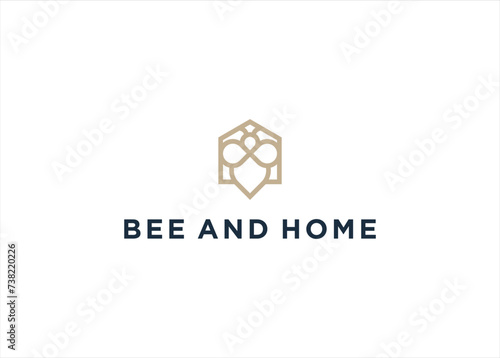 Bee Home logo design vector illustration template