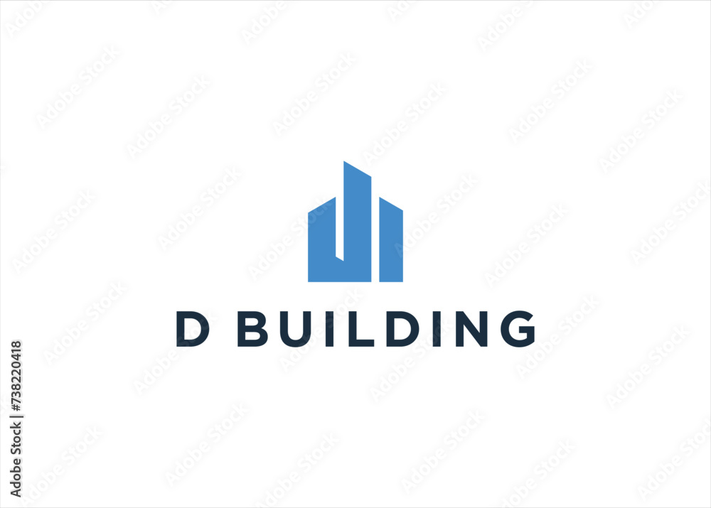 Initial Letter D with Home Building logo design vector illustration