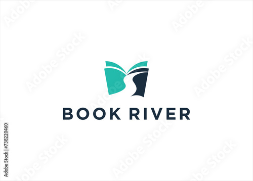 Creative Book River logo design vector illustration. Education Concept