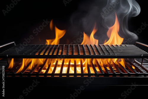 A Grill With Flames and Smoke