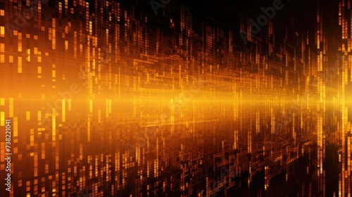 Background binary code is in saffron color
