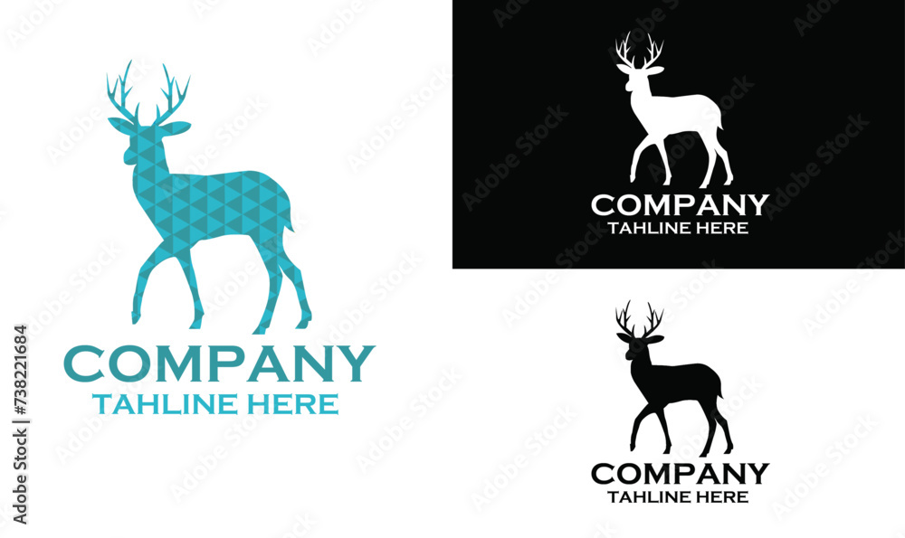 Unique modern minimal deer logo. Unique modern minimal deer logo.
