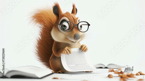 An adorable 3D squirrel donning a suit and tie, showcases its expertise as a stockbroker. With a charming smile, it exudes professionalism and confidence, making it the perfect image to repr