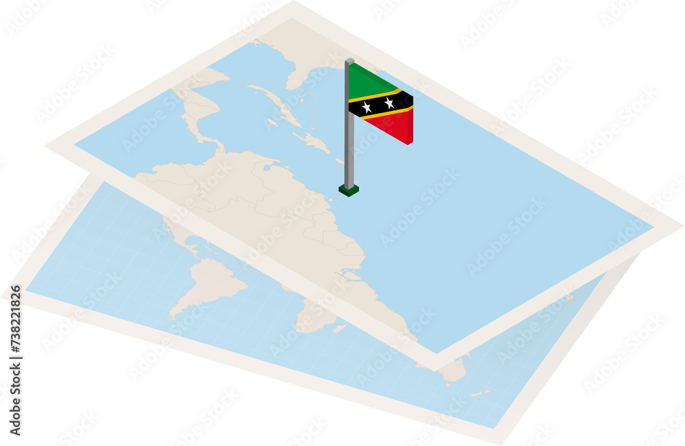 Naklejka premium Saint Kitts and Nevis map and flag