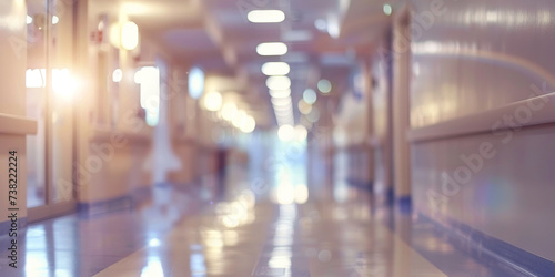 Blurry image of a hallway in a luxurious hospital