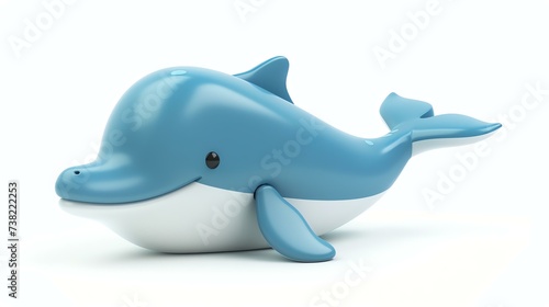 Adorable 3D whale illustration floating gracefully on a crisp white background. Its charming features and whimsical design make it perfect for captivating designs and creative projects.