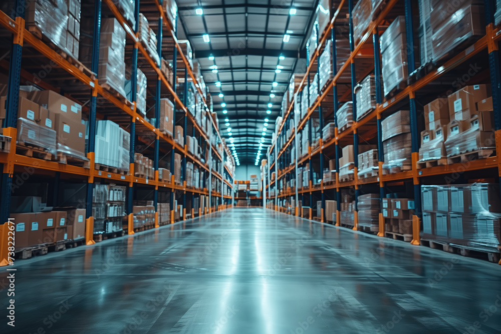 blurred background, interior of a large modern warehouse blurred background, interior of a large modern warehouse