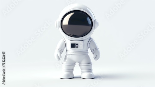 A sleek and modern 3D rendered icon of an astronaut, depicted in a simplified and minimalist style. With its clean design and white background, this image is perfect for any project or prese