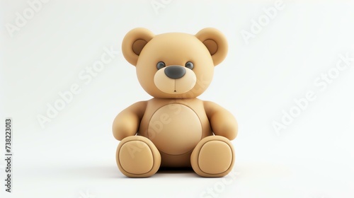 A charming 3D rendered teddy bear icon, exquisitely designed and featured alone on a pristine white background. Perfect for adding a touch of cuteness and nostalgia to any project or design. © stocker