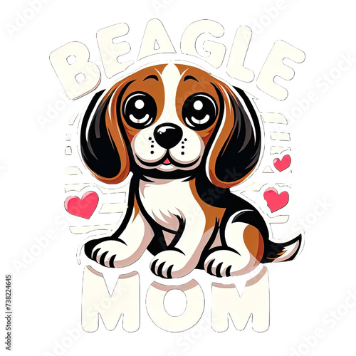PNG Beagle Mom Illustration with Hearts