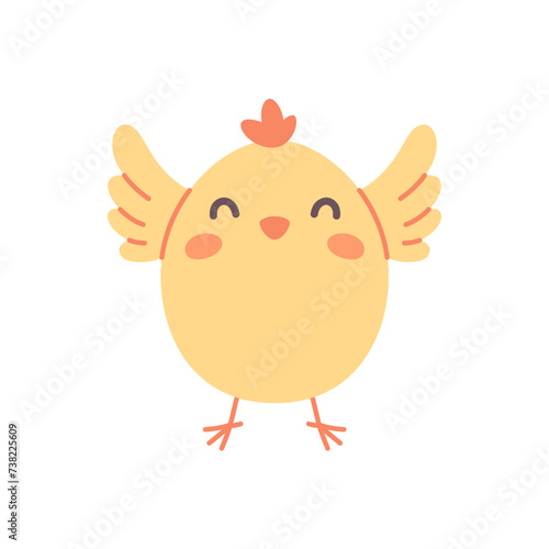 Cute little chicken. Easter chick. Farm animal. Vector illustration in flat style