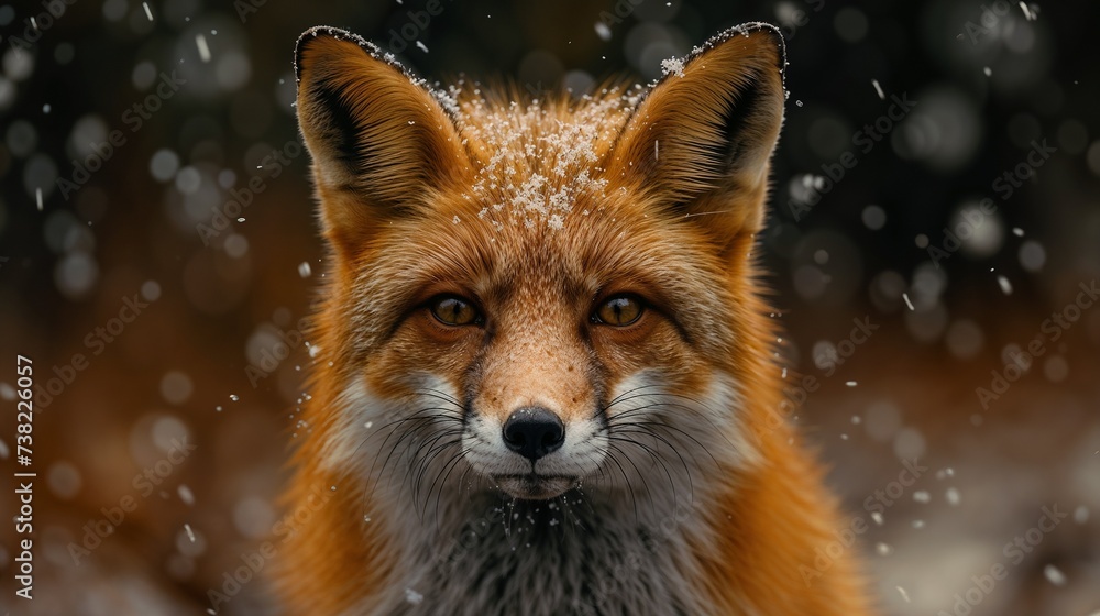 Fototapeta premium Silent Observer: Red Fox in a Gentle Snowfall