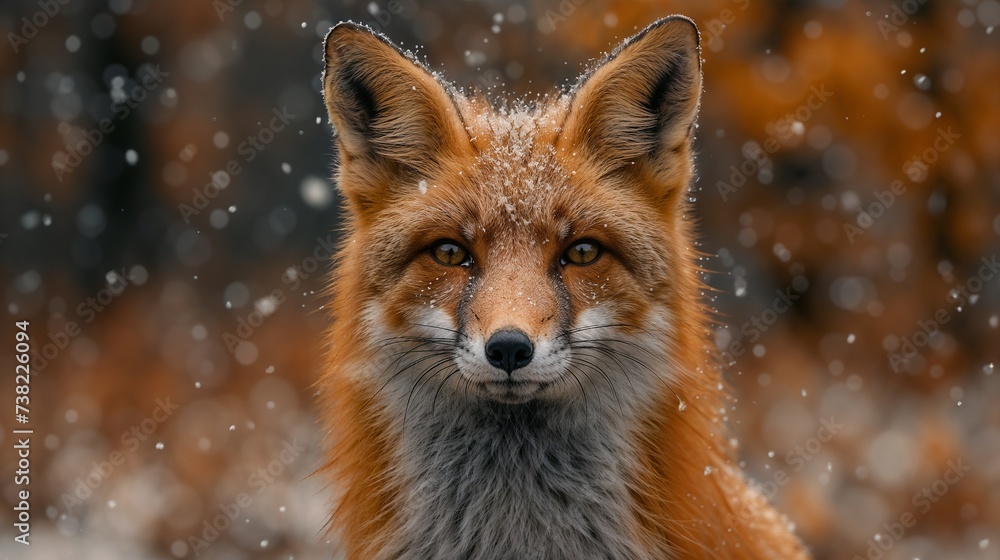 Obraz premium Fox in Snowfall: A Mesmerizing Glance in Winter's Embrace
